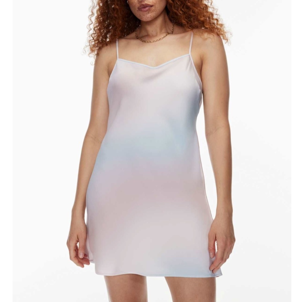 Babaton Romero Dress Printed Mini Slip Dress - Blurry Flows/Blue - Size XL